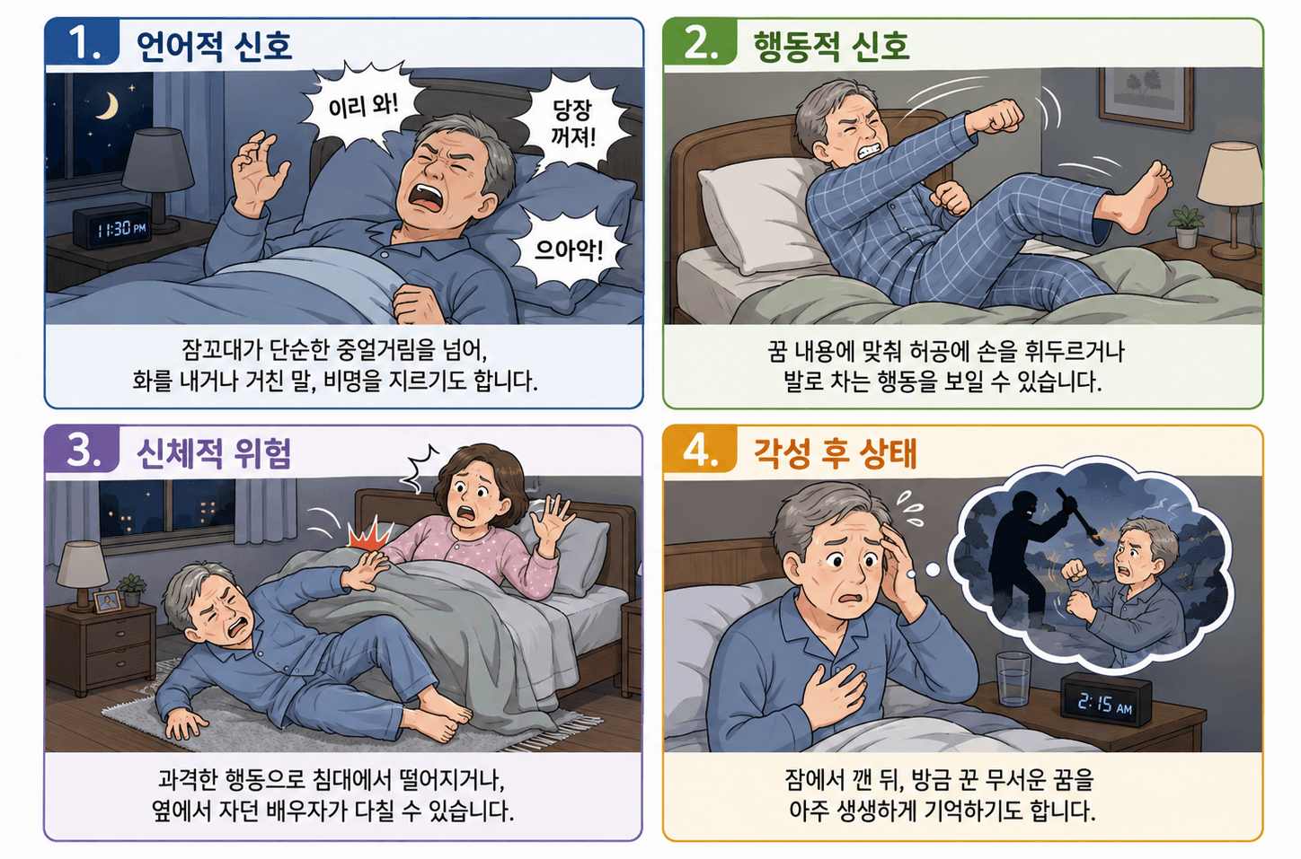 부모님의 심한 잠꼬대와 과격한 주먹질, 단순 잠버릇 아닌 '치매·파킨슨' 신호일까요? (인천정신과)